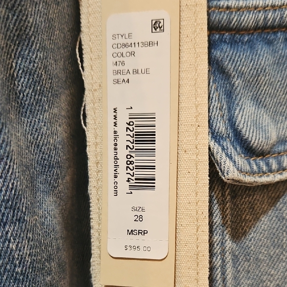 New Alice + Olivia Cay Cargo Jean Color Sea      Size 28 - Picture 3 of 8